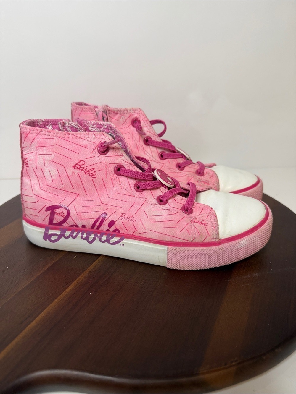 Ground Up Barbie High Top Sneakers Canvas Pink Girls Size 3